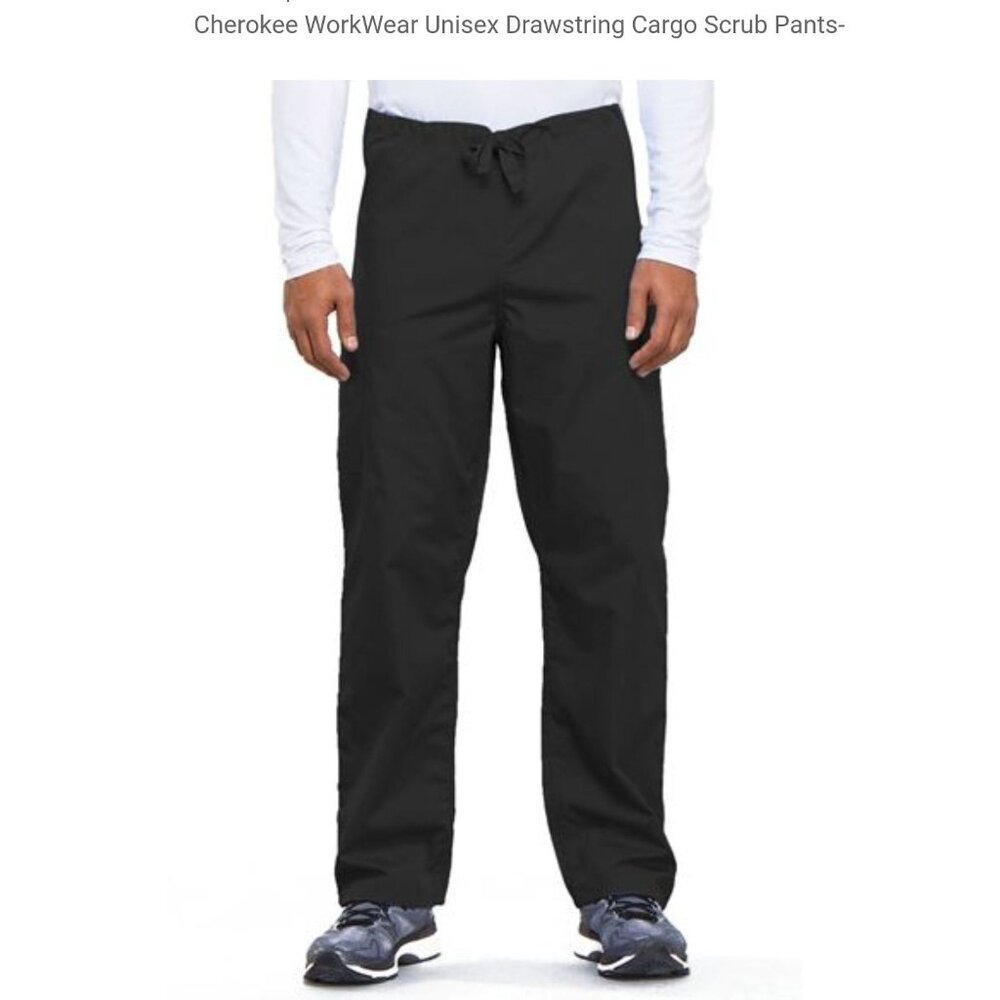 Cherokee Work Wear - Unisex Drawstring Cargo Scrub Pants Waist 40" - Medium